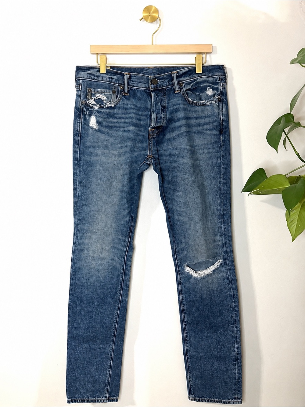 Abercrombie & Fitch Skinny Jeans Distressed Medium Wash Men’s 33x32